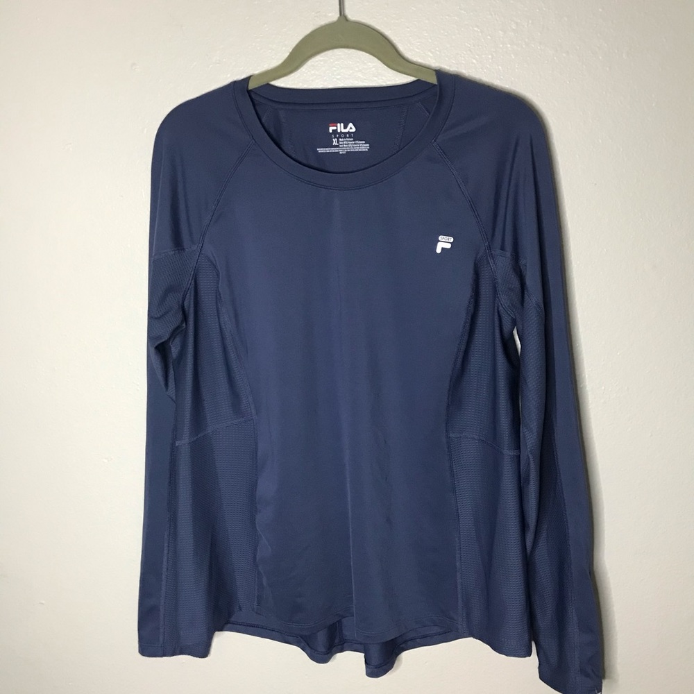 Fila long sleeve performance workout mesh top XL